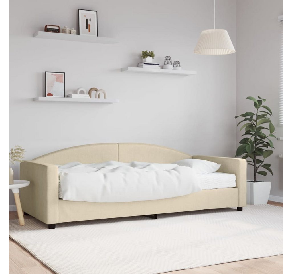 vidaXL Gästebett Gästebett Tagesbett mit Matratze Creme 90x200 cm Stoff Bet günstig online kaufen