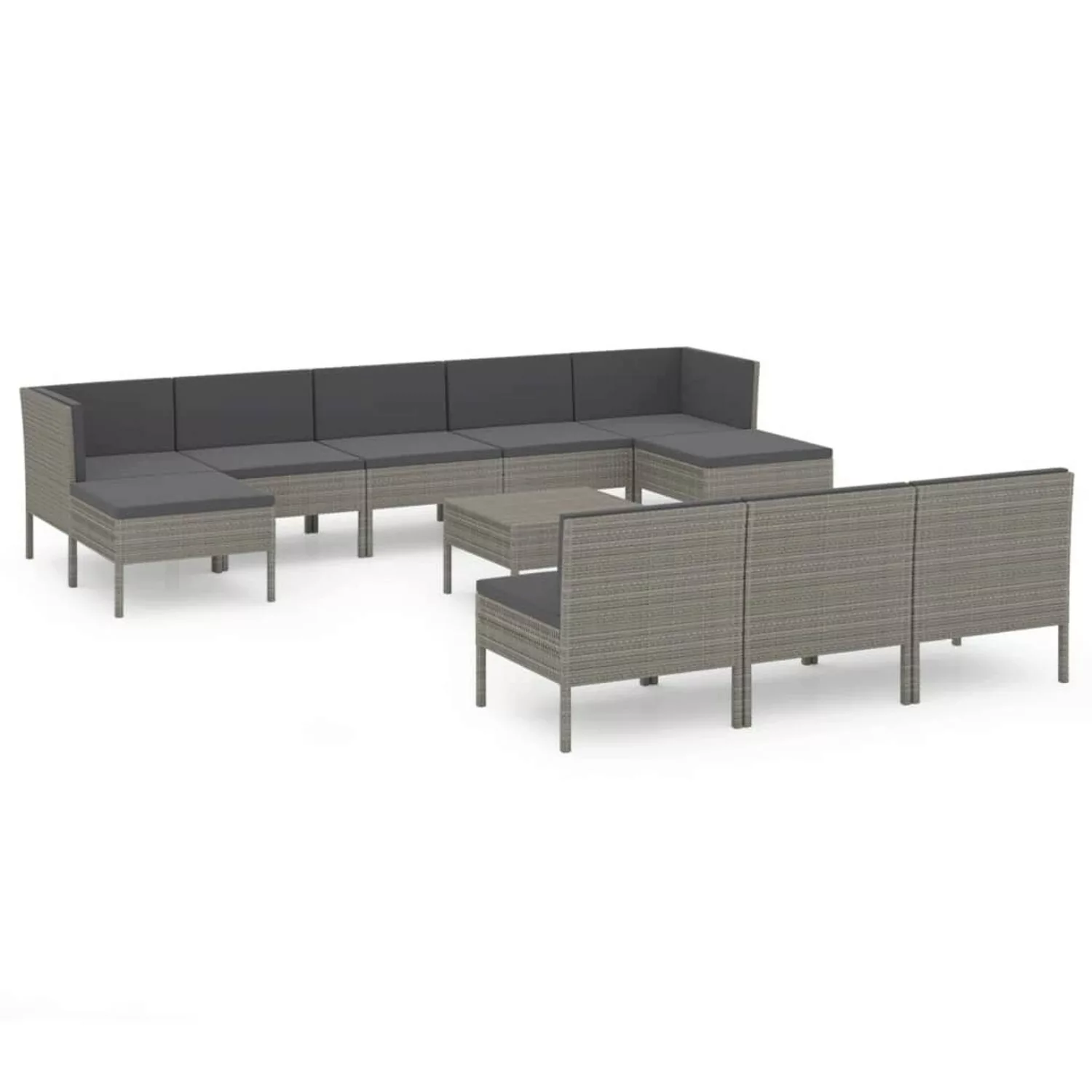 vidaXL 11-tlg Garten-Lounge-Set mit Auflagen Poly Rattan Grau Modell 11 günstig online kaufen