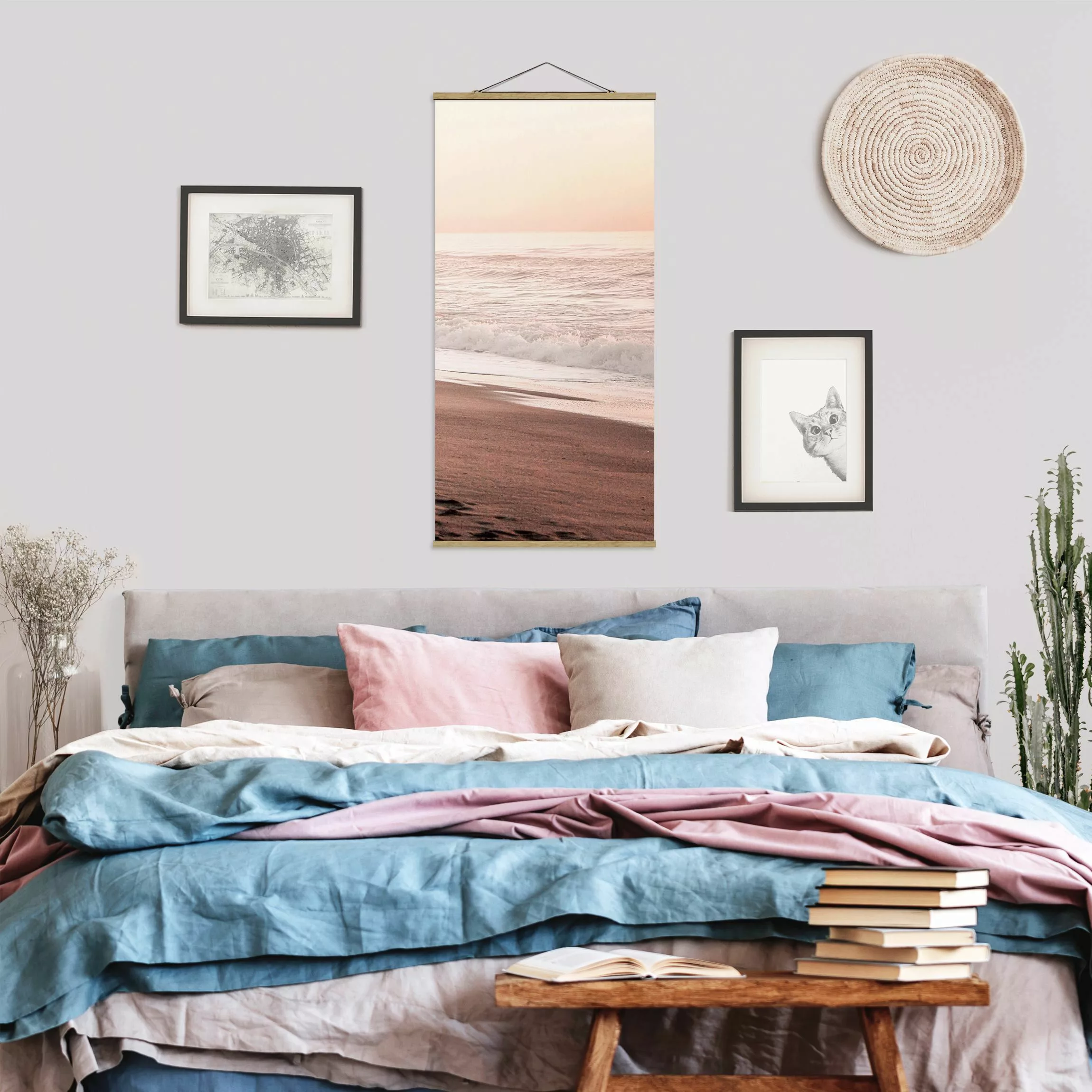 Stoffbild mit Posterleisten Kalifornien Sonnenuntergang günstig online kaufen