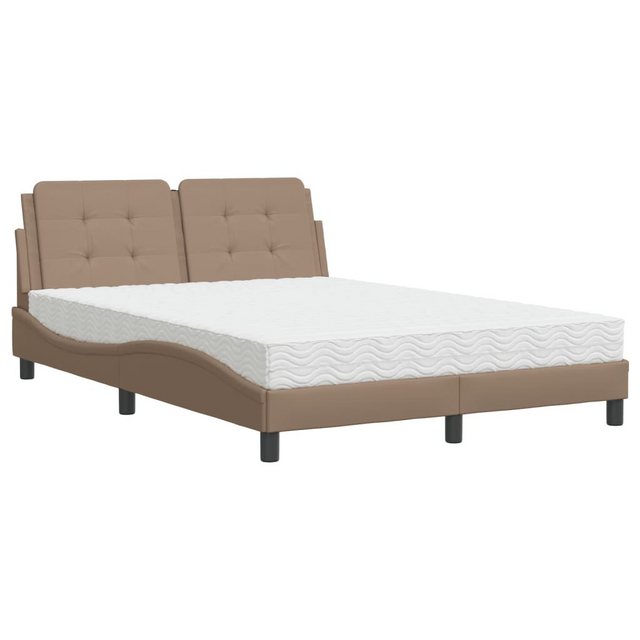 vidaXL Bett Bett mit Matratze Cappuccino-Braun 140x190 cm Kunstleder günstig online kaufen