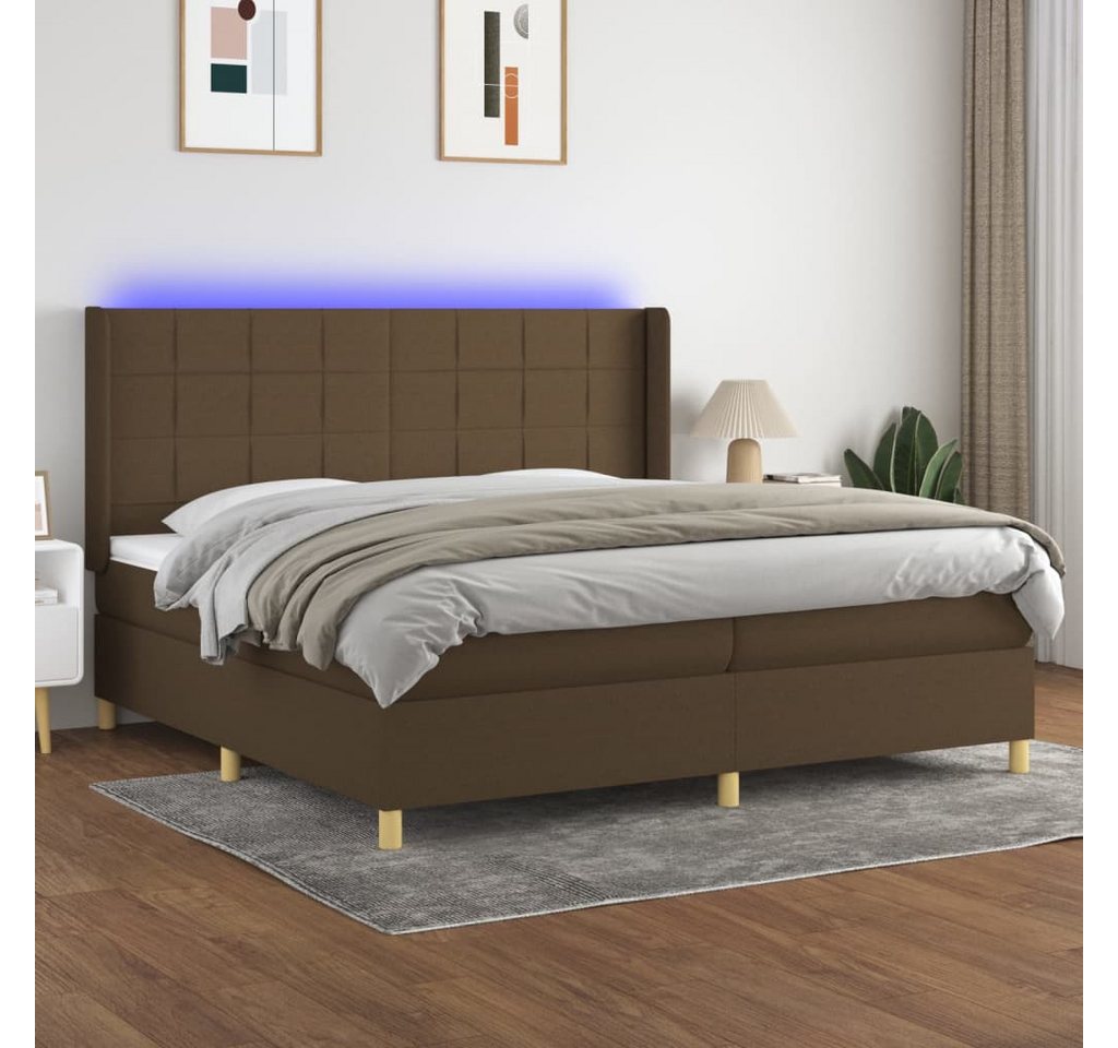 vidaXL Boxspringbett Boxspringbett mit Matratze LED Dunkelbraun 200x200 cm günstig online kaufen