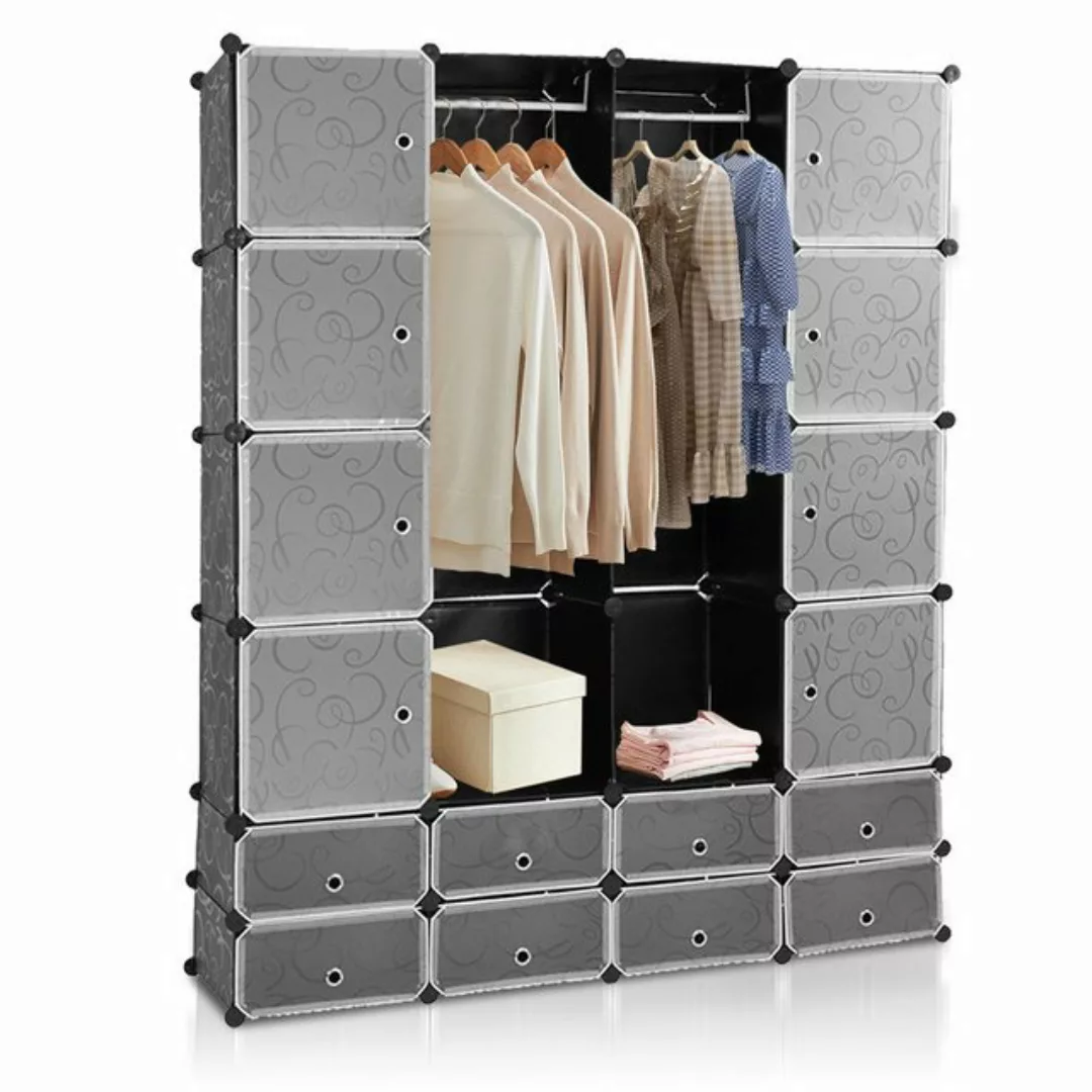 Clanmacy Kleiderschrank DIY Kombischrank Tragbarer Regalsystem für Schlafzi günstig online kaufen