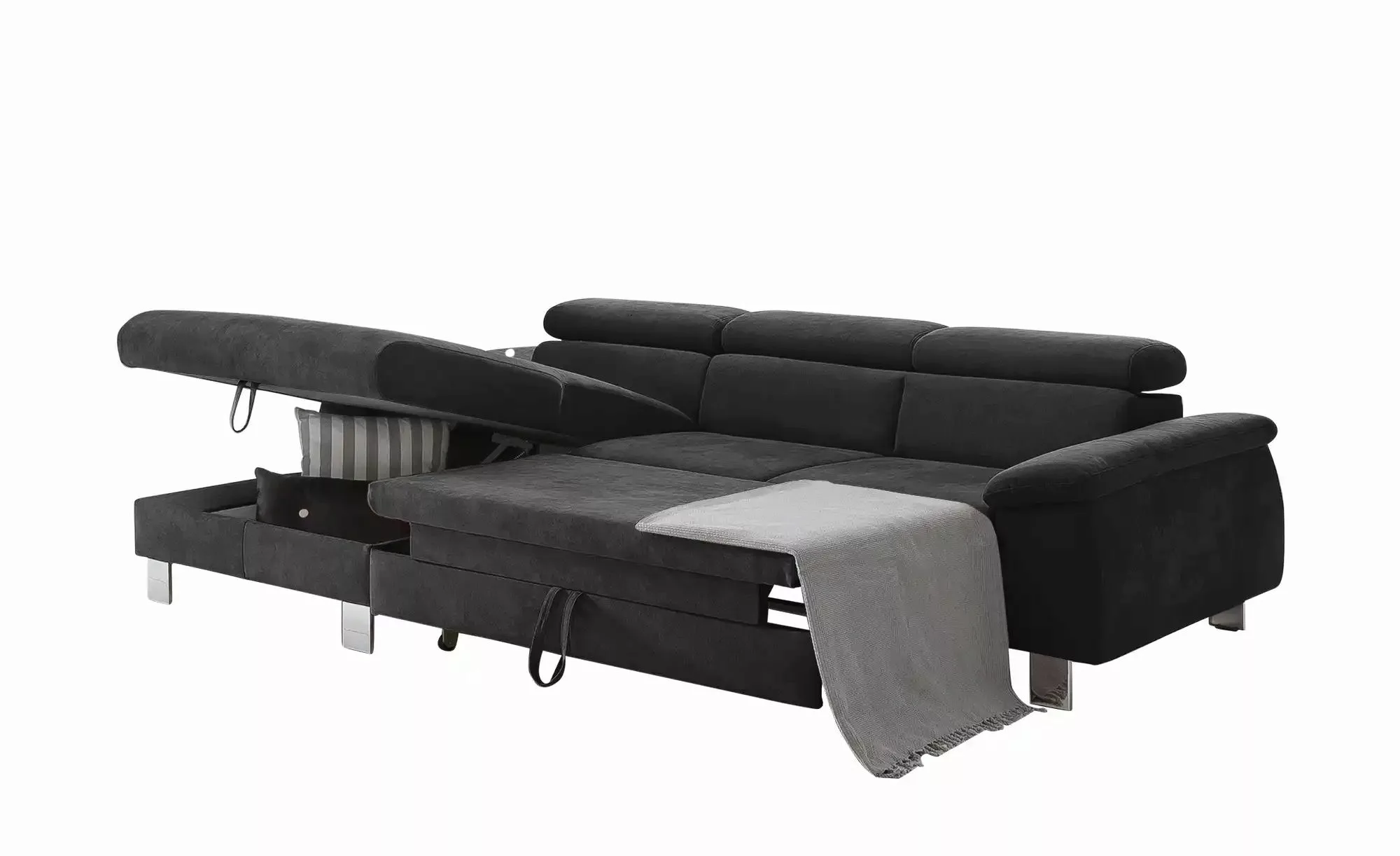 uno Ecksofa aus Velours Micky ¦ schwarz ¦ Maße (cm): B: 166 H: 72 T: 244.0 günstig online kaufen