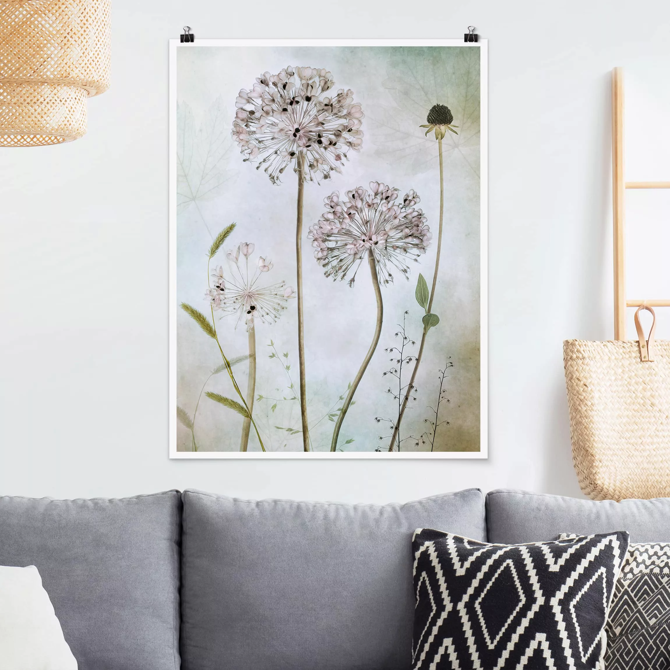 Poster Blumen - Hochformat Lauchblüten in Pastell günstig online kaufen