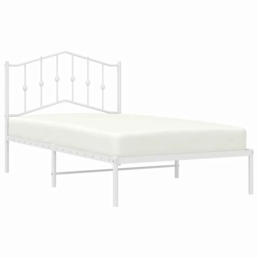 vidaXL Bett Bettgestell mit Kopfteil Metall Weiß 100x190 cm günstig online kaufen