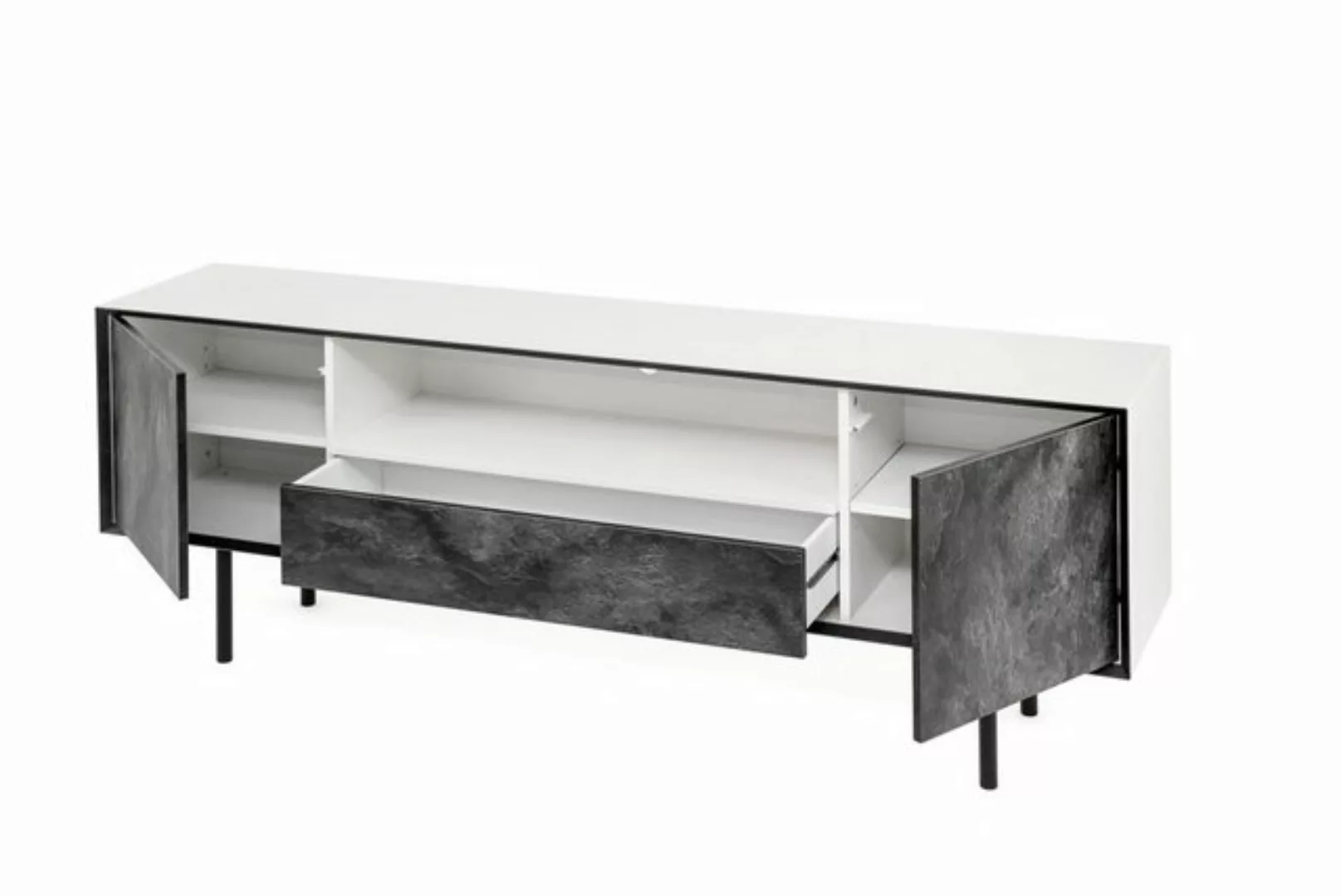 freiraum TV-Schrank 8877-11.22 in Weiß/Schiefer - 165x60x34 (BxHxT) günstig online kaufen