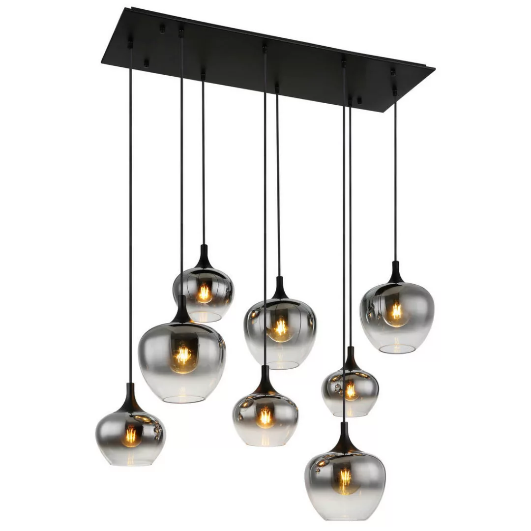 GLOBO Pendelleuchte schwarz Metall B/H/T: ca. 45x120x105 cm E27 8 Brennstel günstig online kaufen