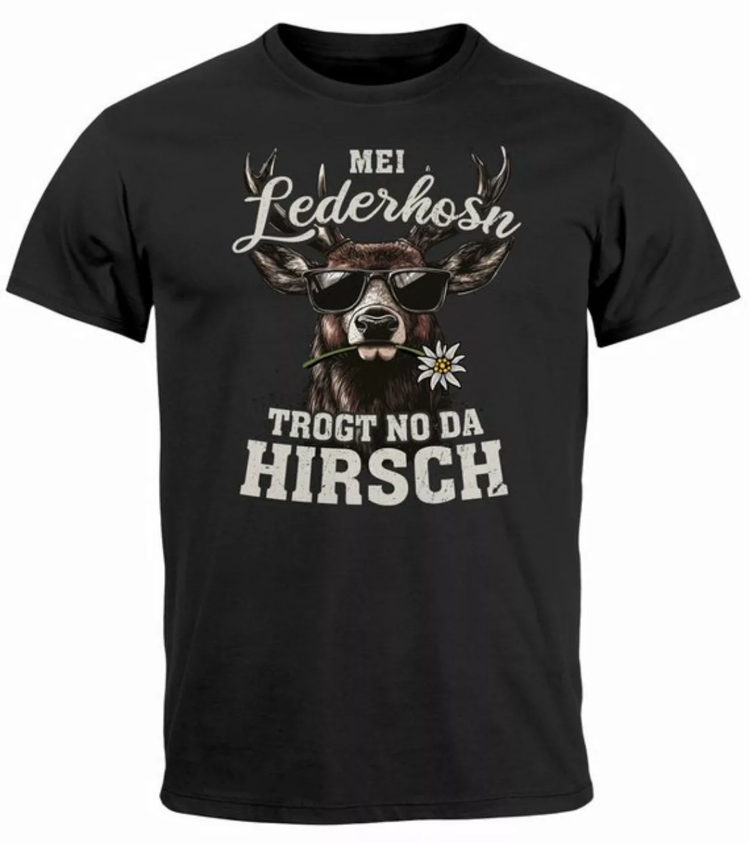 MoonWorks Print-Shirt Herren T-Shirt Tracht Hirsch Lederhose Pirsch Fun-Shi günstig online kaufen