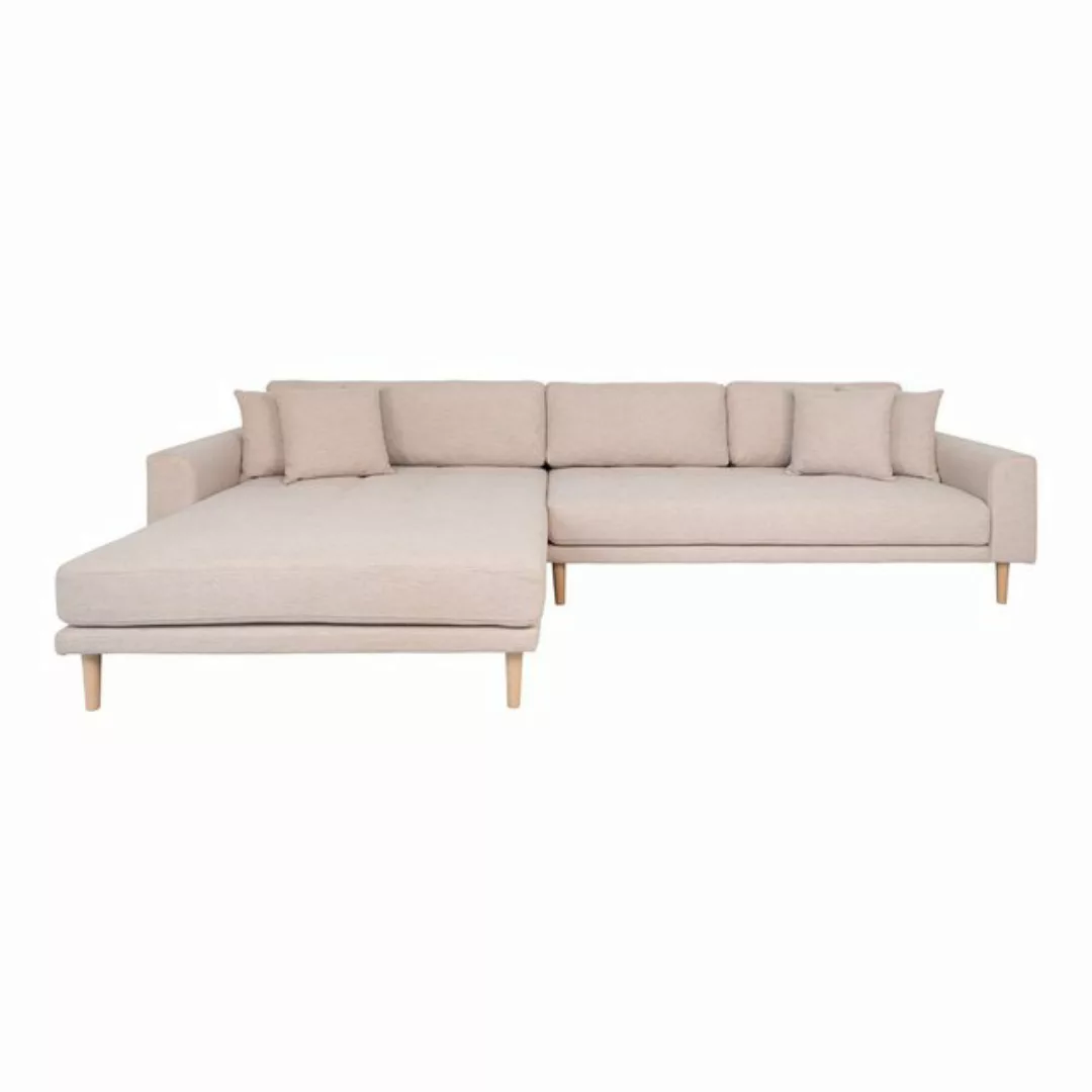 House Nordic Ecksofa in Beige, Stoff - 290x76x92cm (BxHxT) günstig online kaufen