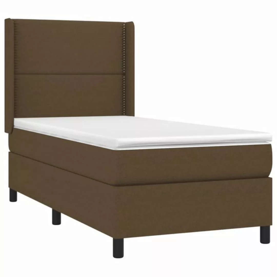 vidaXL Bett Boxspringbett mit Matratze & LED Dunkelbraun 80x200 cm Stoff günstig online kaufen