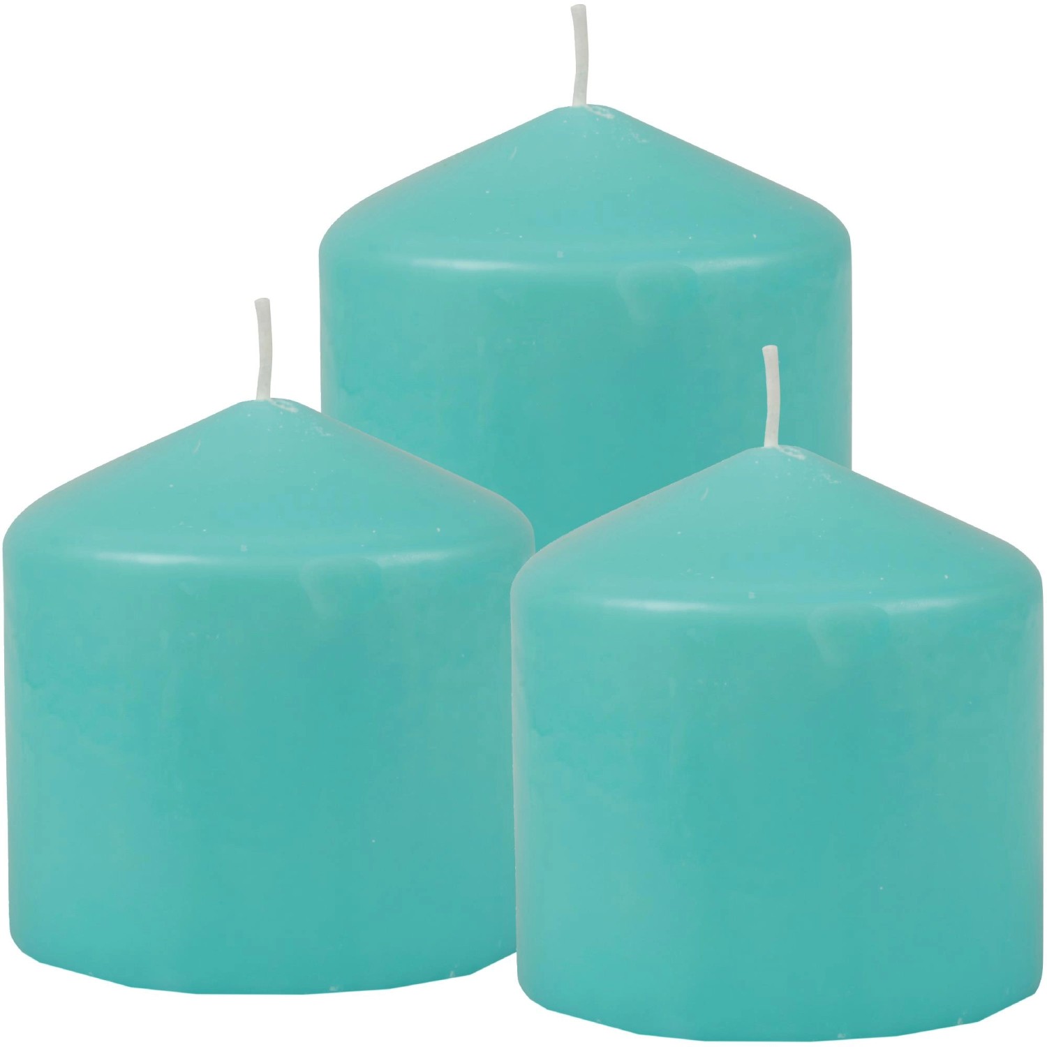 HS Candle Stumpenkerzen Ø8cm 3er Pack Türkis Blau günstig online kaufen