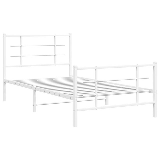 vidaXL Bett Bettgestell mit Kopf- und Fußteil Metall Weiß 100x190 cm günstig online kaufen