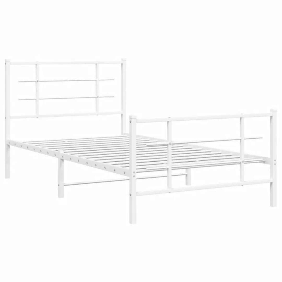 vidaXL Bett Bettgestell mit Kopf- und Fußteil Metall Weiß 100x190 cm günstig online kaufen