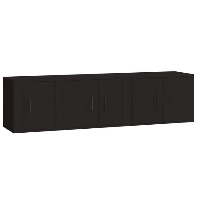 vidaXL TV-Schrank 3-tlg. TV-Schrank-Set Schwarz Holzwerkstoff (3-St) günstig online kaufen