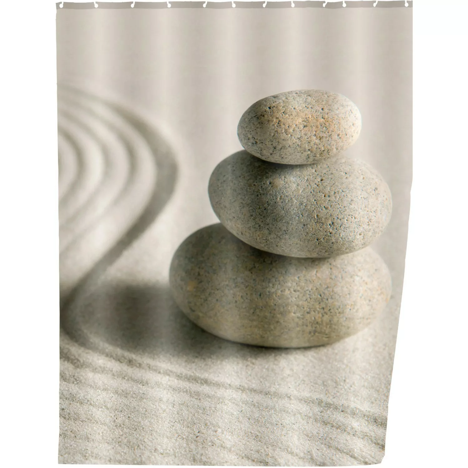 WENKO Duschvorhang Sand & Stone, Textil (Polyester), 180 x 200 cm, waschbar günstig online kaufen