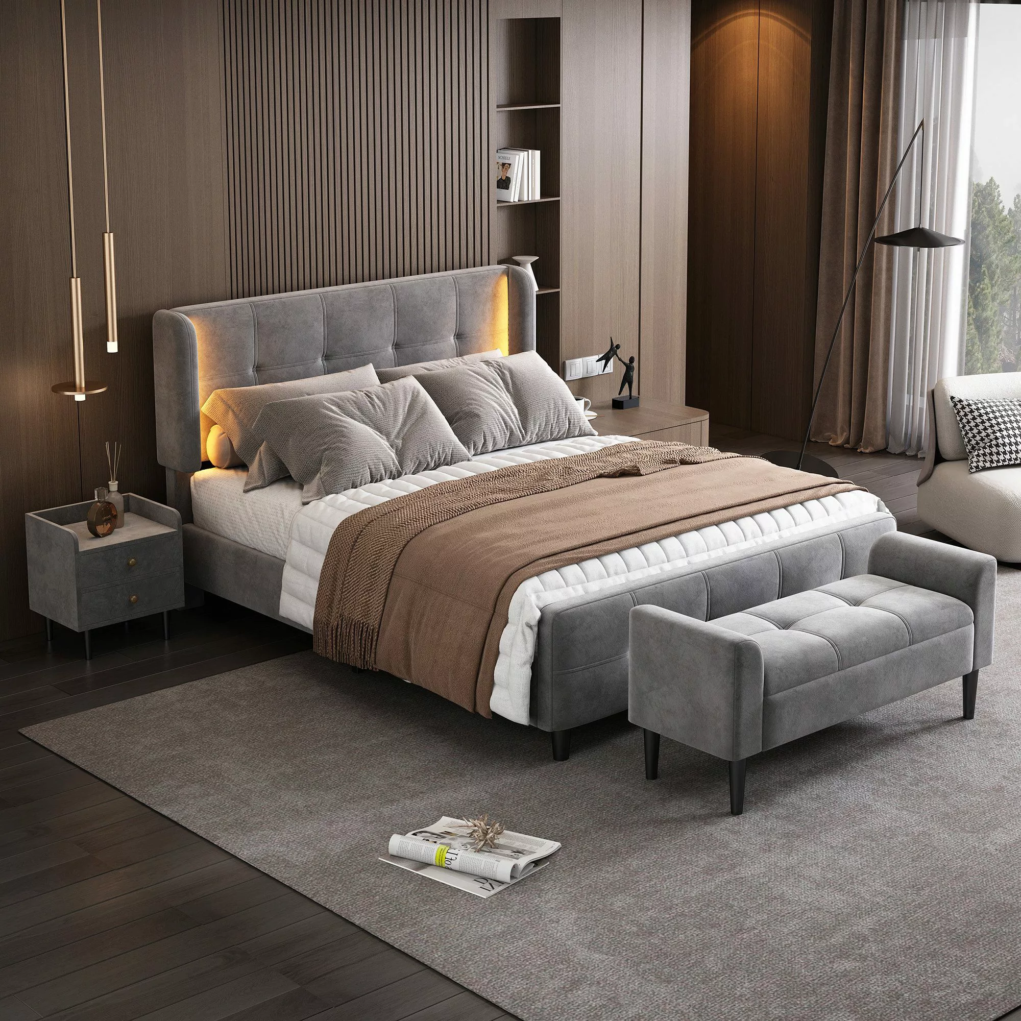 HAUSS SPOLE Polsterbett Komplettschlafzimmer Set Polsterbett, günstig online kaufen
