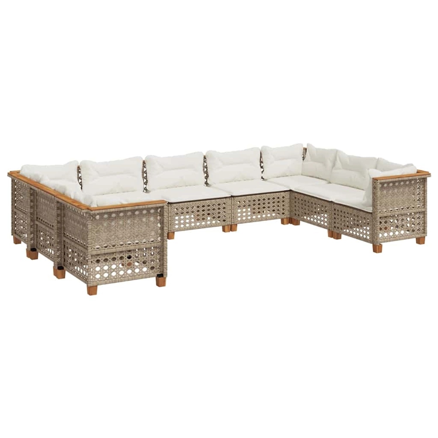 vidaXL 9-Tlg Garten-Sofagarnitur mit Kissen Beige Poly Rattan 3261982 günstig online kaufen