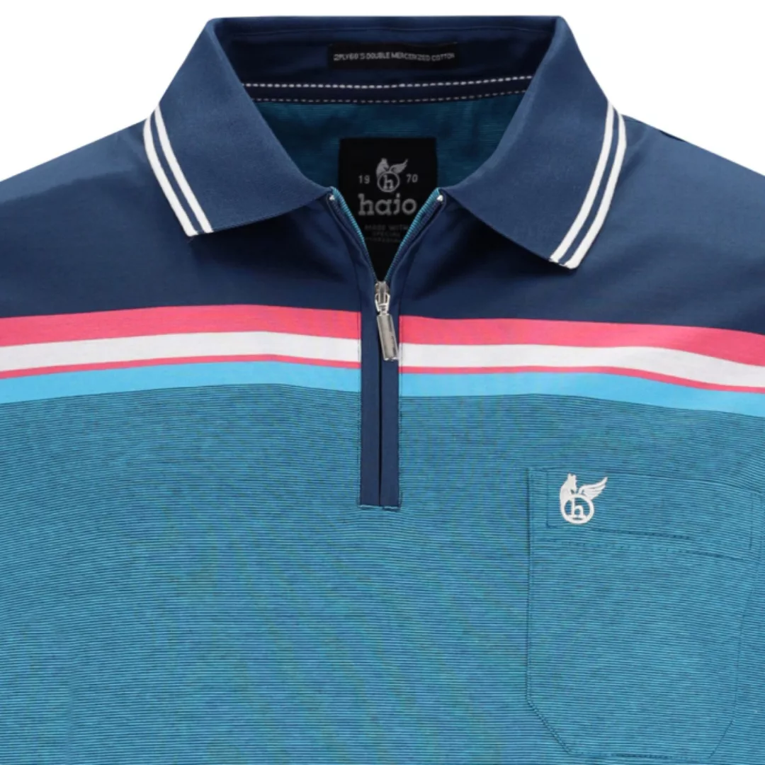 Hajo Poloshirt H Poloshirt dopp. merzerisiertZip-Flächenteiler admiralsblau günstig online kaufen