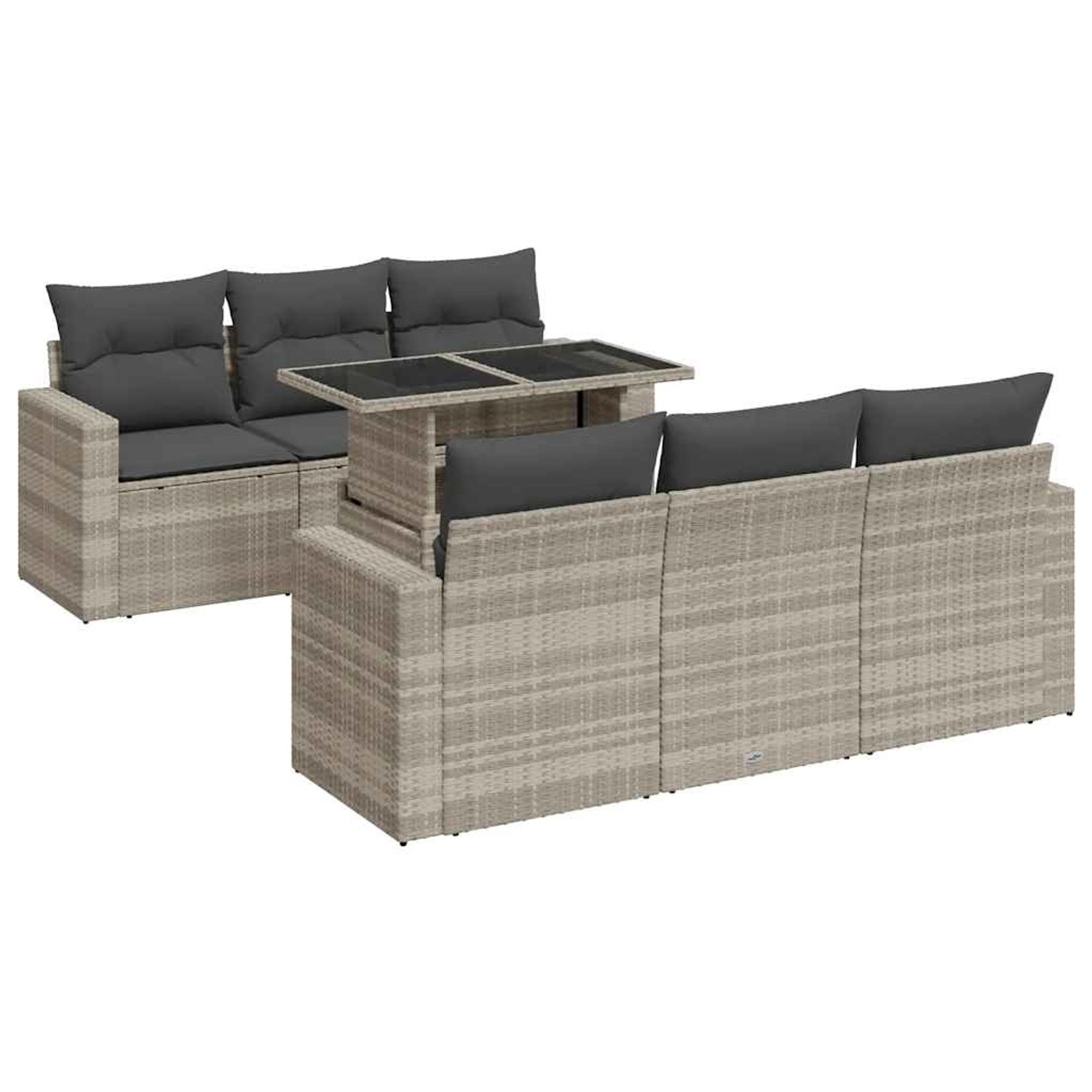vidaXL 7-Tlg Garten-Sofagarnitur mit Kissen Hellgrau Poly Rattan 3326263 günstig online kaufen