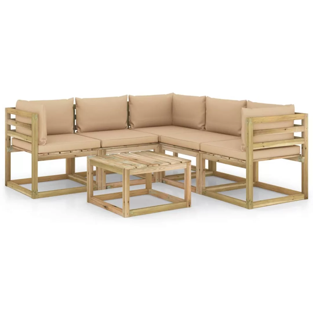 6-tlg. Garten-lounge-set Mit Beige Kissen günstig online kaufen