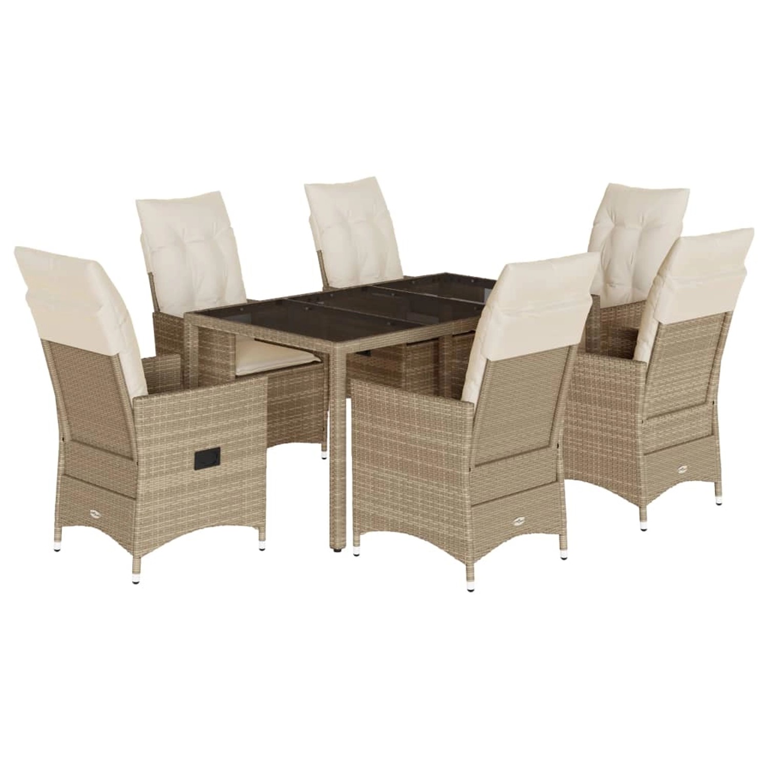 vidaXL 7-tlg Garten-Essgruppe mit Kissen Beige Poly Rattan Modell 26 günstig online kaufen