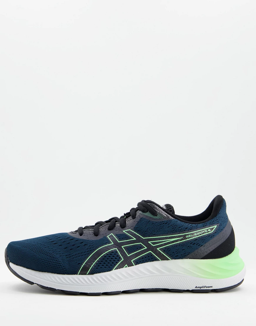 Asics – Running Gel-Excite 8 – Sneaker in Marineblau und Grün-Schwarz günstig online kaufen