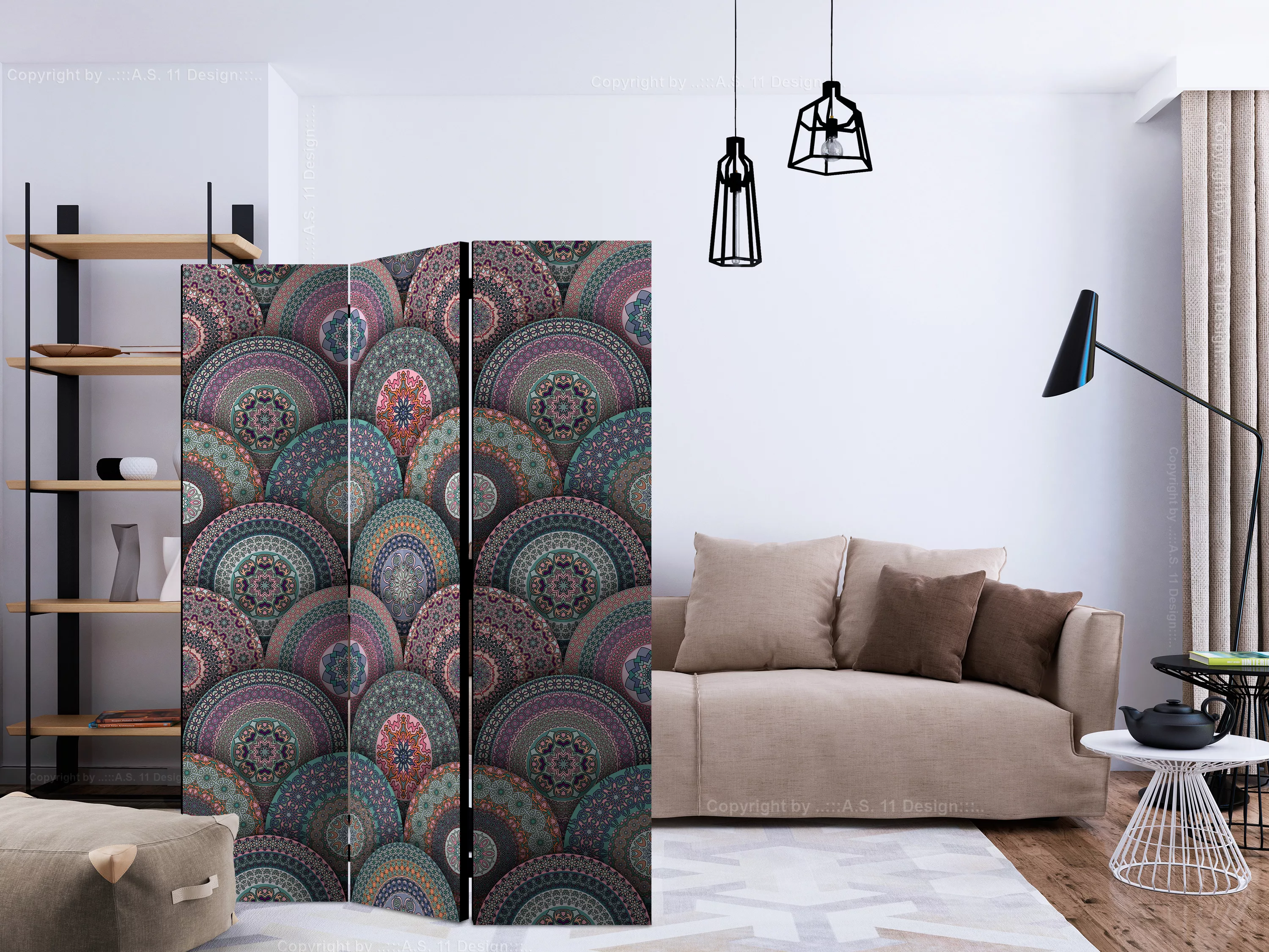 3-teiliges Paravent - Oriental Kaleidoscope [room Dividers] günstig online kaufen