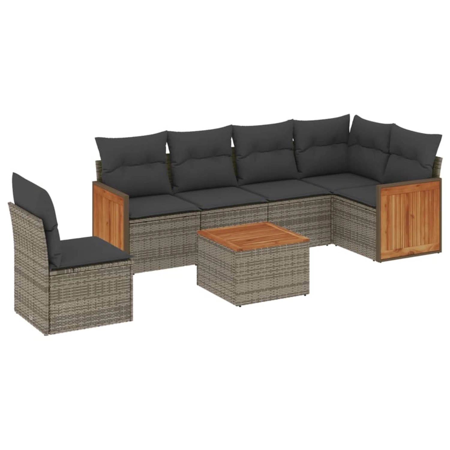 vidaXL 7-Tlg Garten-Sofagarnitur mit Kissen Grau Poly Rattan 3260107 günstig online kaufen