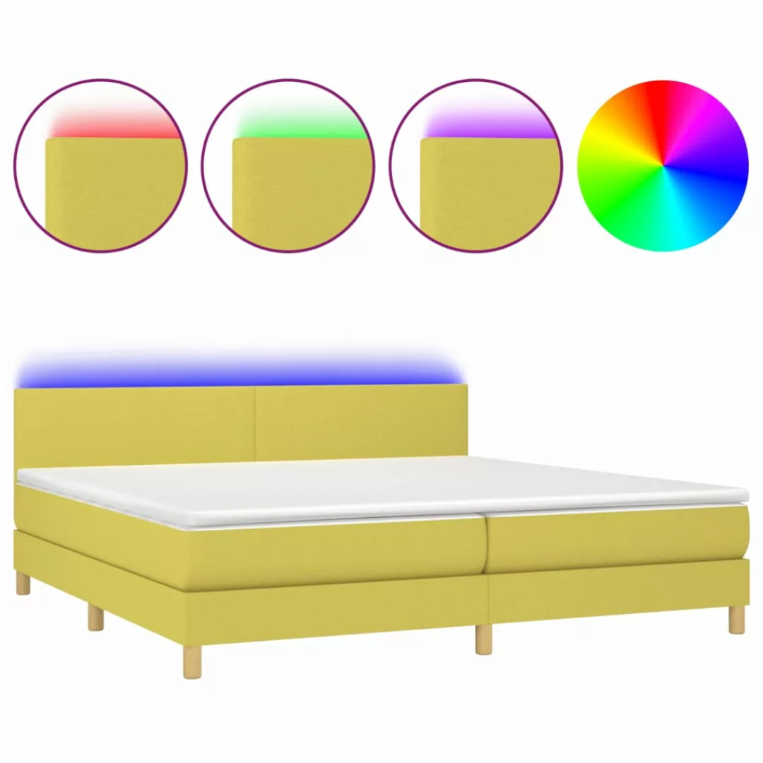 Vidaxl Boxspringbett Mit Matratze & Led Grün 200x200 Cm Stoff günstig online kaufen