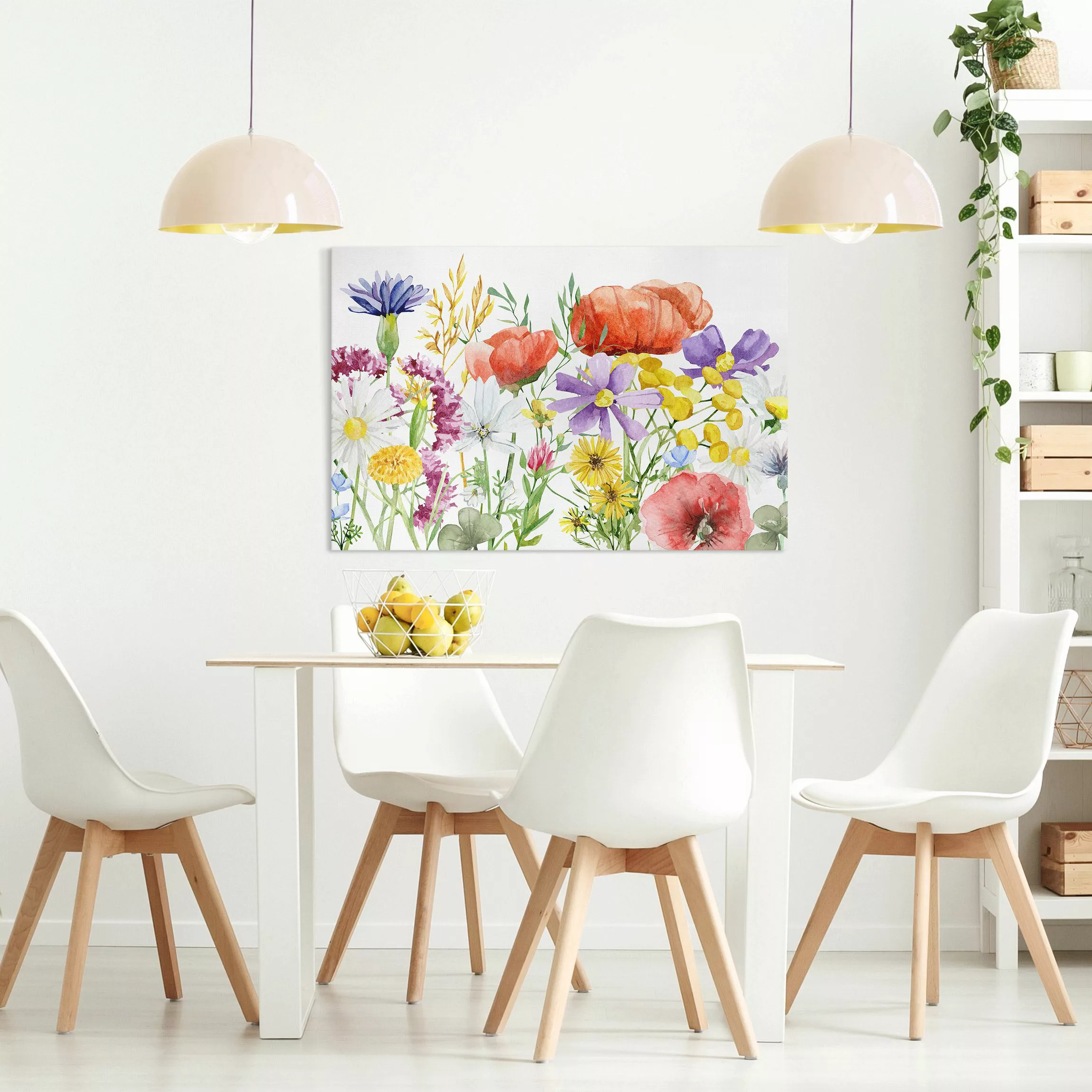 Leinwandbild Aquarellierte Blumen günstig online kaufen