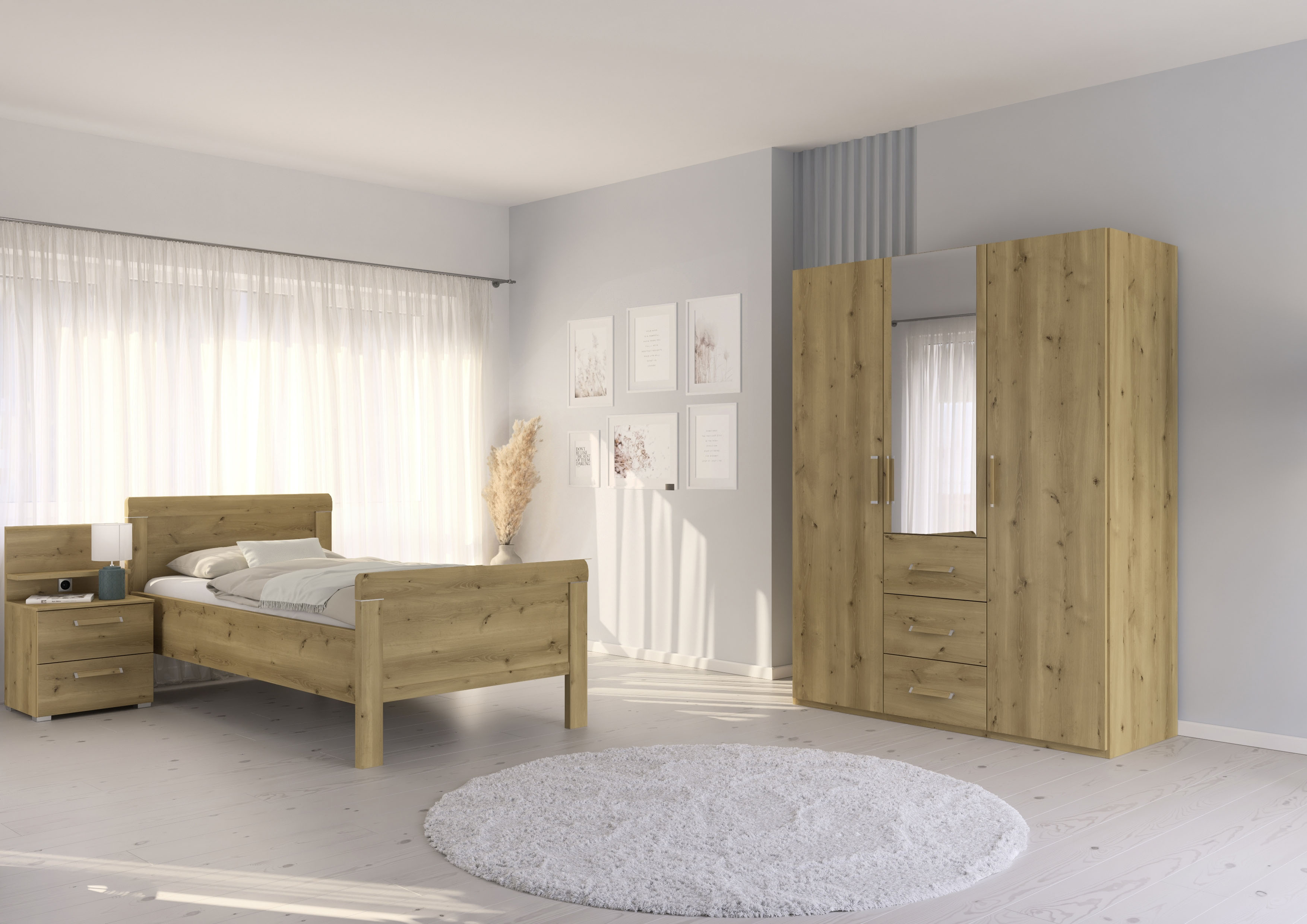 rauch Schlafzimmer-Set "Evelyn", (Set, 3 tlg.), Schrank und Bett in 2 Breit günstig online kaufen