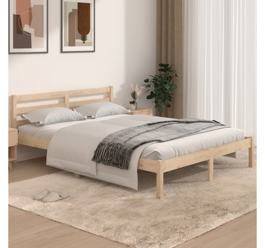 vidaXL Bett aus Massives Kiefernholz (unbehandelt) in Kiefer (Natur) (L/B/H günstig online kaufen