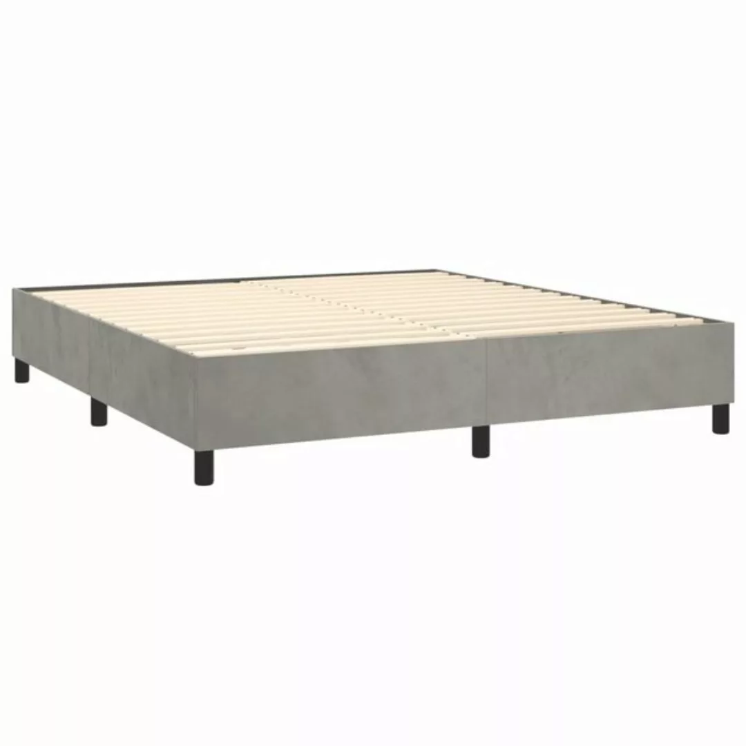 furnicato Bett Boxspringbett mit Matratze Hellgrau 160x200 cm Samt (1-tlg) günstig online kaufen