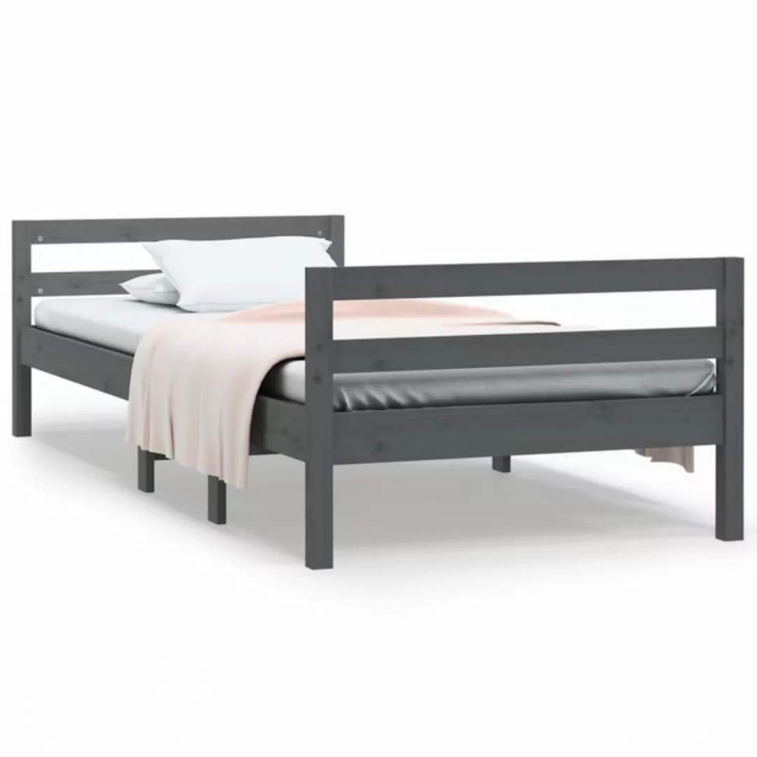 furnicato Bett Massivholzbett Grau 90x200 cm Kiefer günstig online kaufen