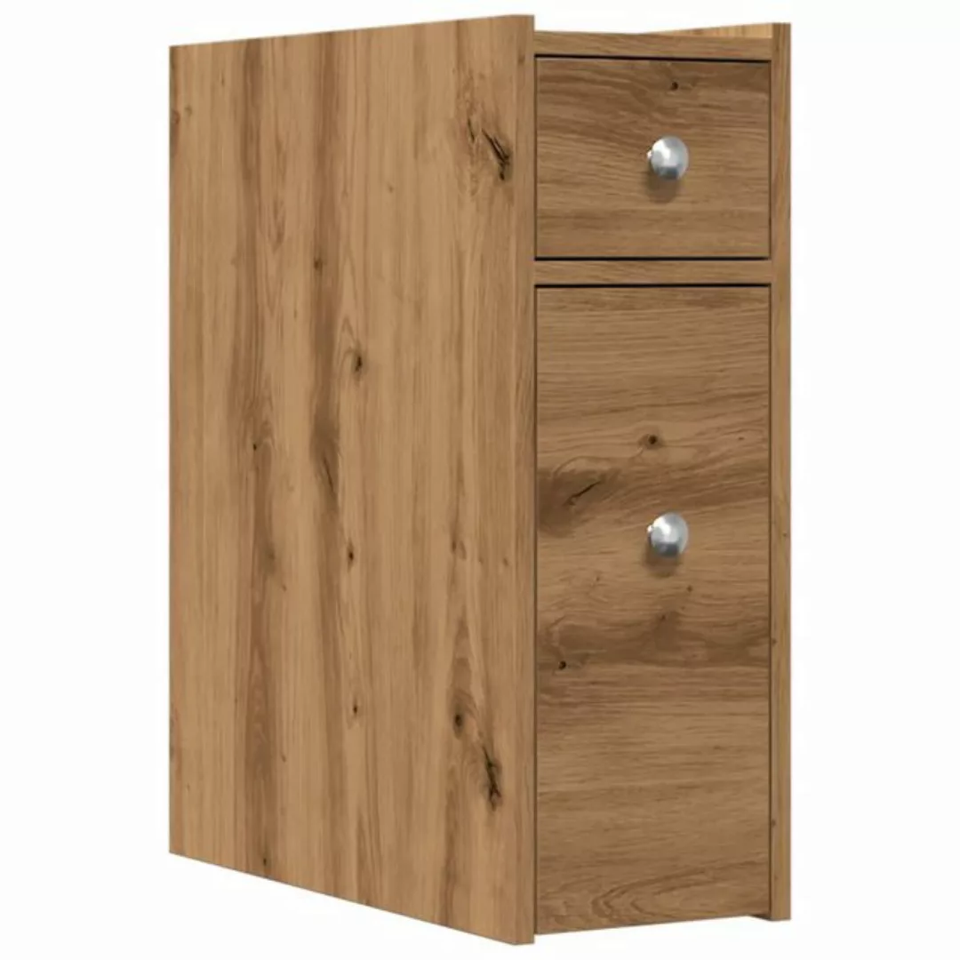 vidaXL Fächerschrank Badschrank Schmal mit Rollen Artisan-Eiche Holzwerksto günstig online kaufen