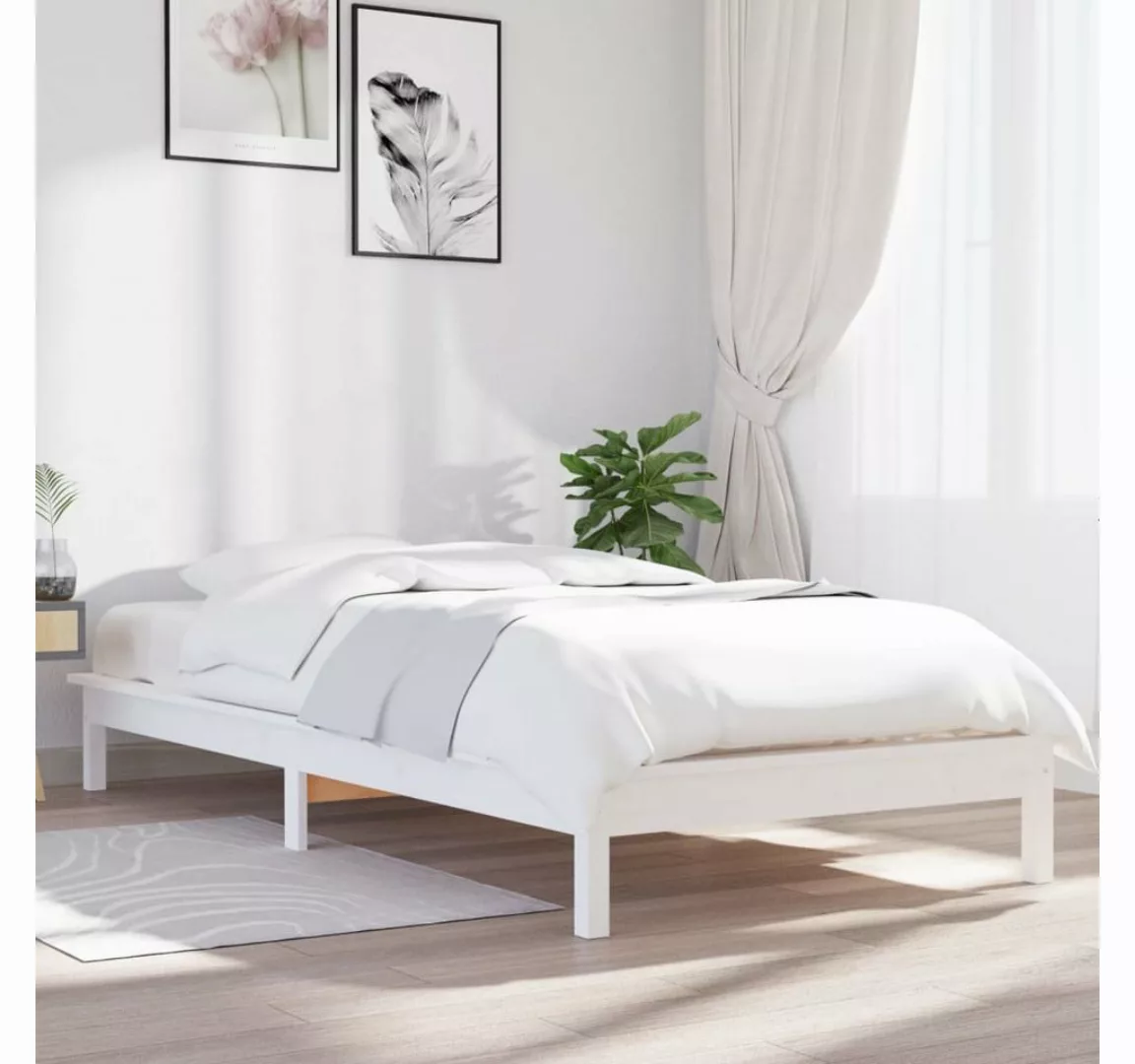furnicato Bett Massivholzbett Weiß 90x190 cm Kiefer günstig online kaufen