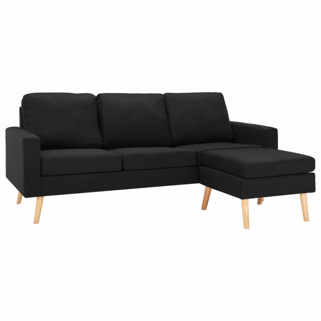 3-sitzer-sofa Mit Hocker Schwarz Stoff günstig online kaufen