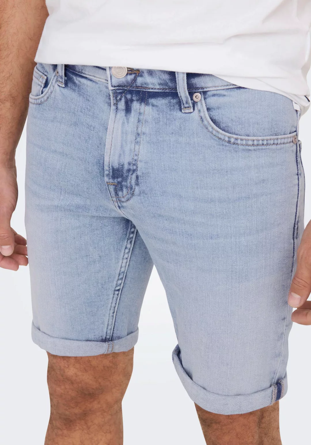 Only & Sons Herren Jeans Short ONSPLY 5189 - Regular Fit - Blau - Light Blu günstig online kaufen