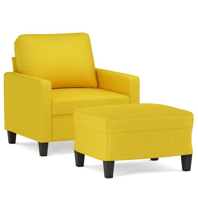 vidaXL Sofa Sessel mit Hocker Stoff, Gelb günstig online kaufen