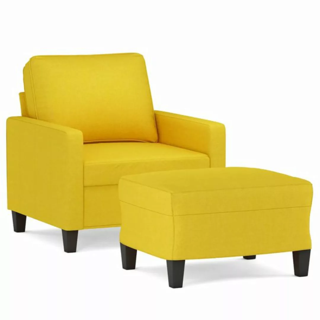 vidaXL Sofa Sessel mit Hocker Stoff, Gelb günstig online kaufen