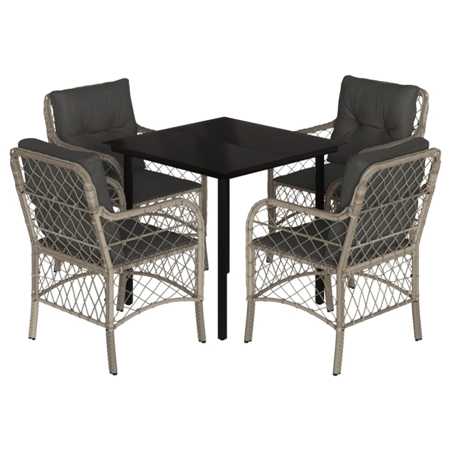 vidaXL 5-Tlg Garten-Essgruppe mit Kissen Hellgrau Poly Rattan 3212174 günstig online kaufen