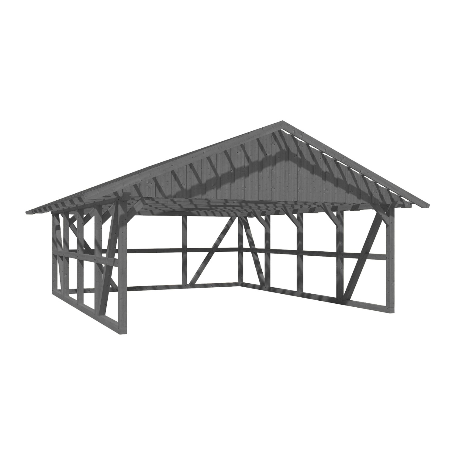 Skan Holz Carport Schwarzwald m. Dachlattung u. Rückwand 684 x 772 cm Grau günstig online kaufen