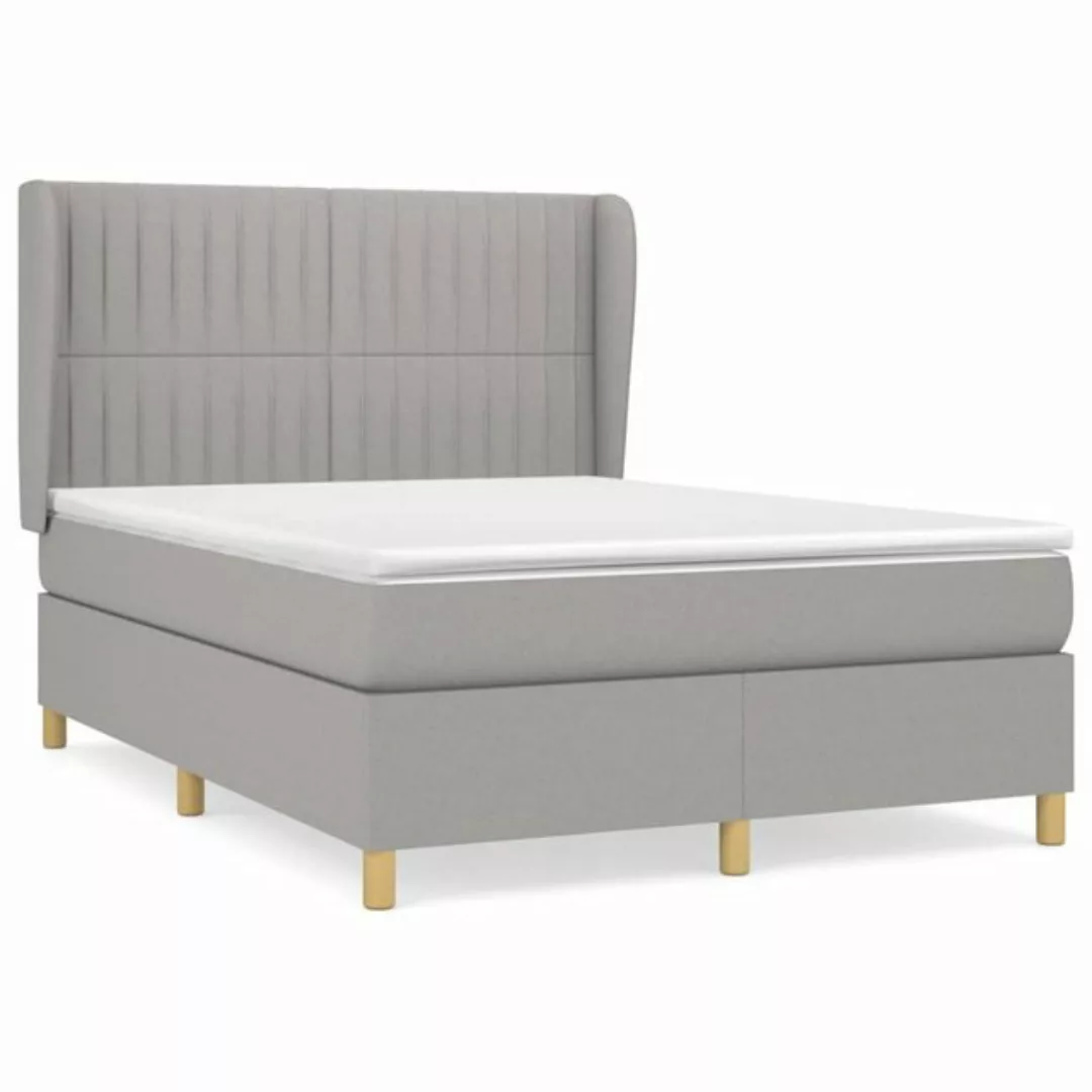 Vidaxl Boxspringbett Mit Matratze Hellgrau 140x200 Cm Stoff günstig online kaufen