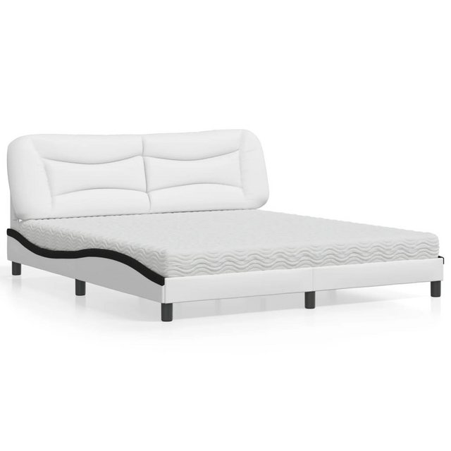 vidaXL Bett Bett mit Matratze Weiß und Schwarz 180x200 cm Kunstleder günstig online kaufen