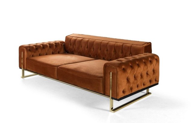 JVmoebel 3-Sitzer Chesterfield Sofa 3 - sitzer Braun Cognac Sofas Polster T günstig online kaufen