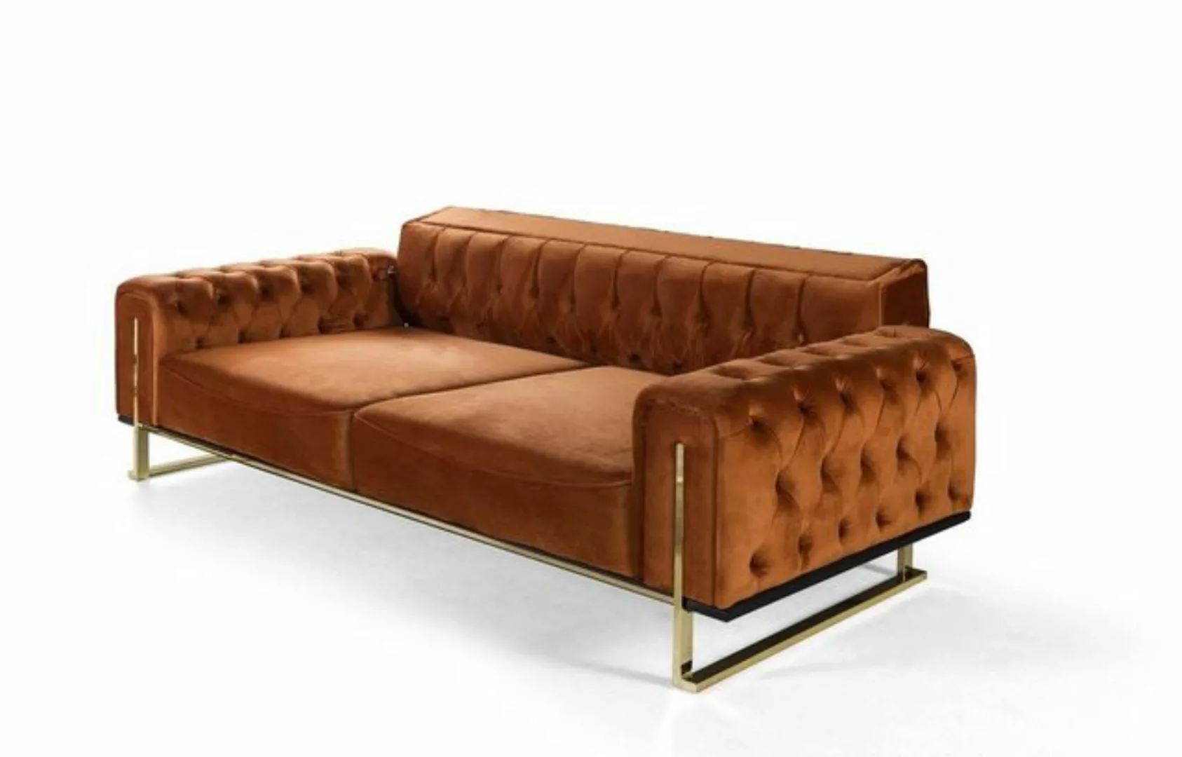 JVmoebel 3-Sitzer Chesterfield Sofa 3 - sitzer Braun Cognac Sofas Polster T günstig online kaufen