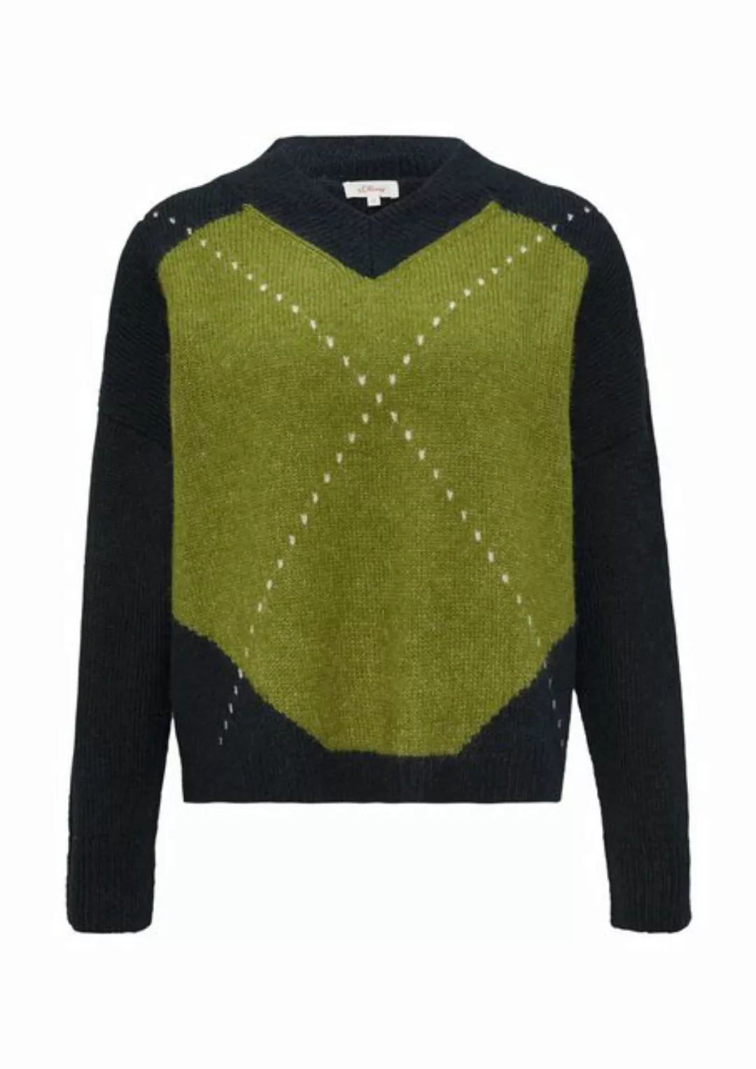 s.Oliver Strickpullover Oversized Wollmix-Strickpullover mit Argyle-Muster günstig online kaufen