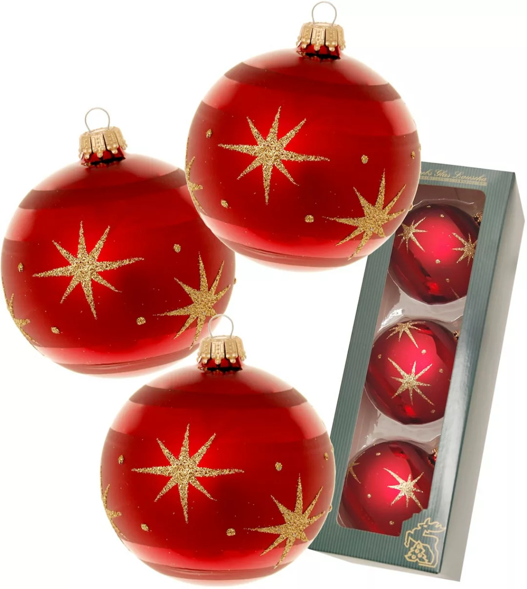 Krebs Glas Lauscha Weihnachtsbaumkugel "Xmas Night "Komet", 8 cm", (Set, 3 günstig online kaufen