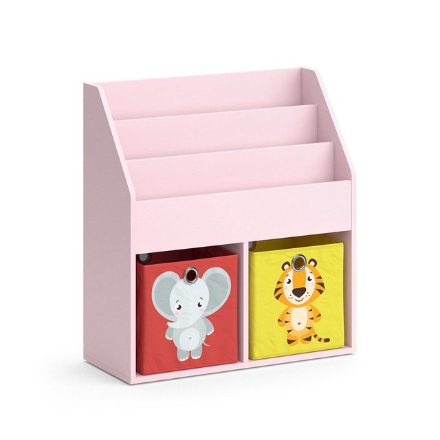 Vicco Bücherregal Luigi, Rosa, 72 x 79 cm mit 2 Faltboxen (Elefant, Tiger) günstig online kaufen