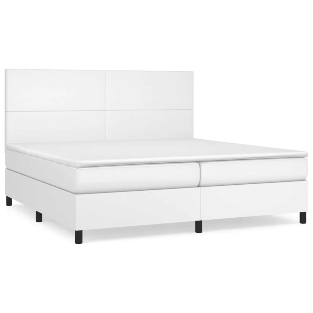 Vidaxl Boxspringbett Mit Matratze Weiß 200x200 Cm Kunstleder günstig online kaufen